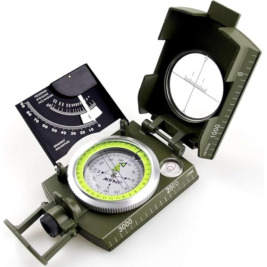 Compare AF4074 Military Lensatic Sighting CompassMultifunctional, Fluorescent, Waterproof and Shakeproof with Inclinometer and Carrying Bag for Camping, Hiking, Hunting at KSA Price