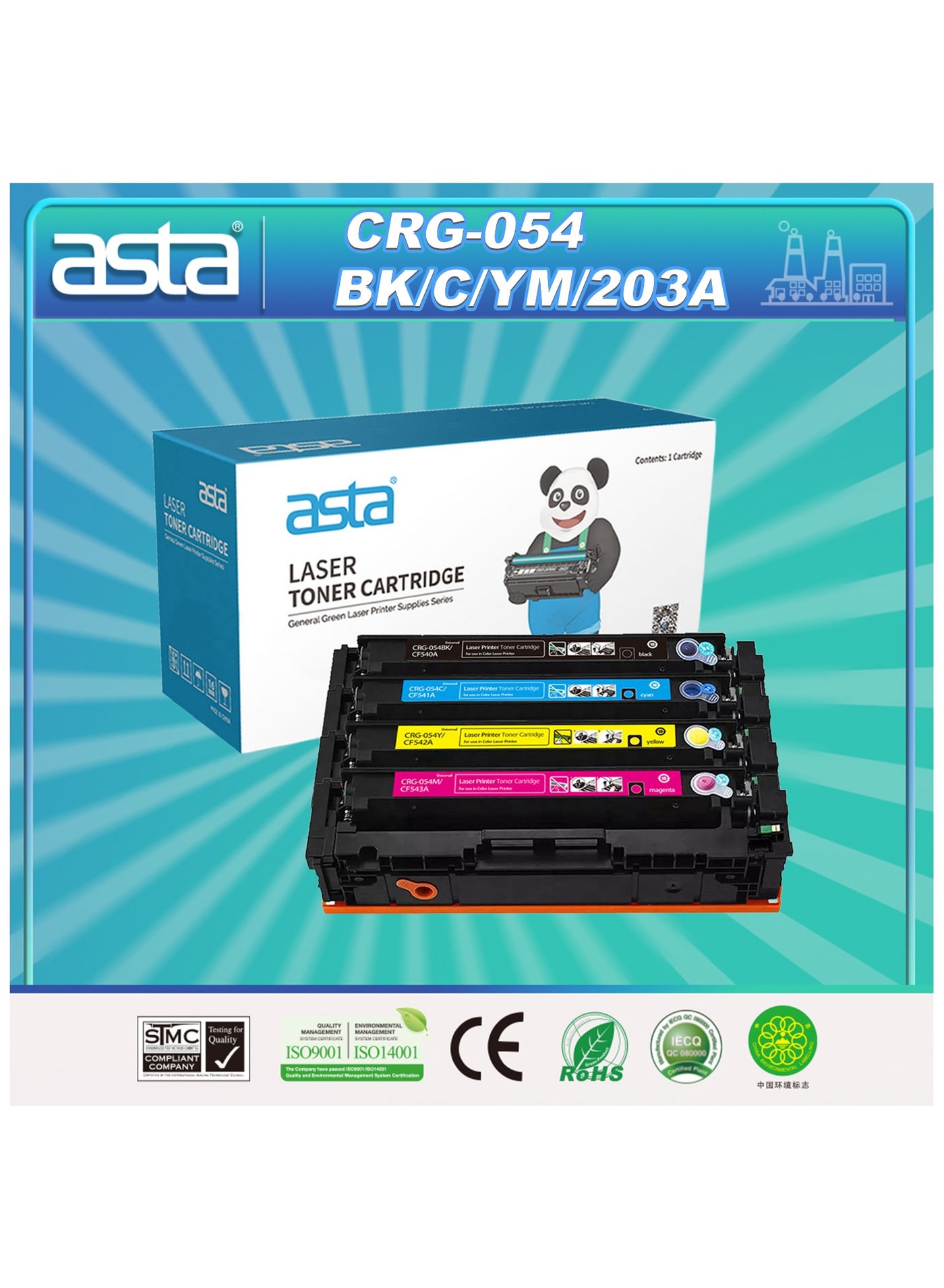 Compare ASTA 203A Toner Cartridge CF540A CF541A CF542A CF543A Compatible For HP LaserJet Pro M254nw M254dw MFP M280nw M281fdn M281fdw Printer 203 540A 541A 542A 543A at KSA Price
