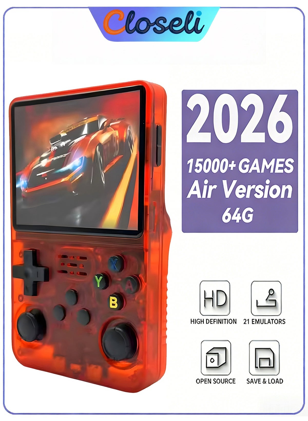 Compare R36S Retro Handheld Game Console,Portable Game Console,Mini Arcade Game Machine, with 64G TF Card, 3.5 Inch IPS Screen, Builtin 64GB TF Card, Open Source Linux System, OTG Support, 256GB Expandable, Birthday & Holiday Gifts at KSA Price