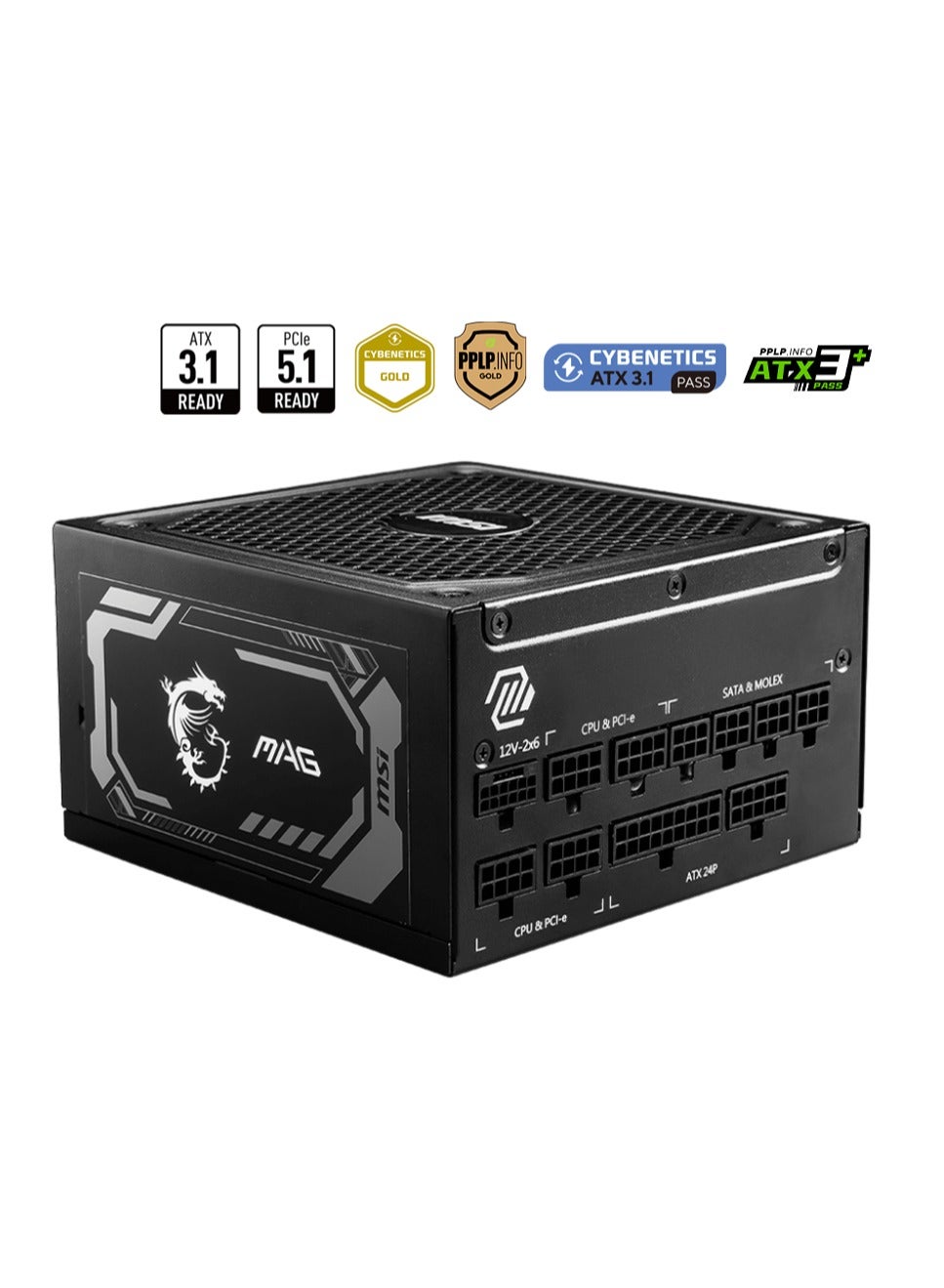 Compare MAG A1000GL PCIE5 1000W Power Supply, Full Modular Design, 80 Plus Gold Certified, 135mm Active Fluid Dynamic Bearing Fan, HalfBridge LLC with DCDC, Compliant with PCIe 5.0, 100% All Japanese 105°C Capacitor, ATX 3.1 Ready, Protection with OVP  OC at KSA Price