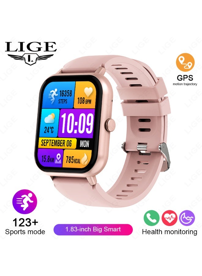 1.82-inch Mens Square Pink Strap Smartwatch, Multi-functional,…