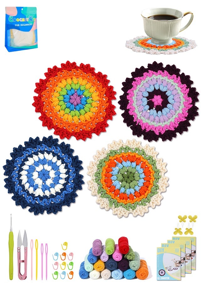 Compare Crochet Kit for Beginners  Crochet Starter Kits with StepbyStep Video Tutorials, Beginner Crochet Kit for Adults Kids Crochet Lovers Coaster at KSA Price