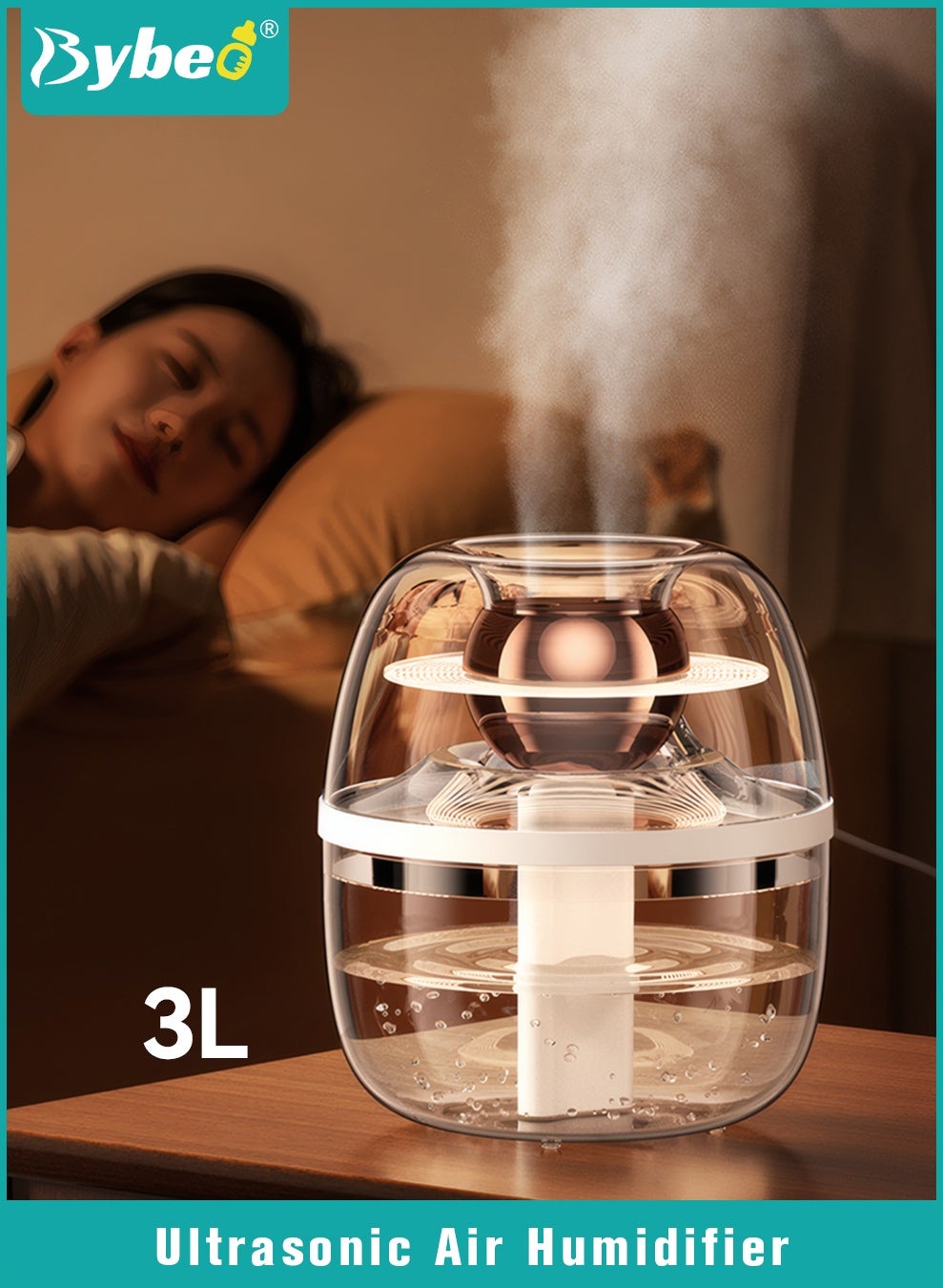 Compare 3L Ultrasonic Air Humidifier, Baby Humidifier for Bedroom Baby Room with Night Light, Dual Spray Humidifier for Baby Nursery, Cool Mist Air Humidifier or Home, Office & Plant, AutoOff, Ultra Quiet, TypeC Rechargeable at KSA Price