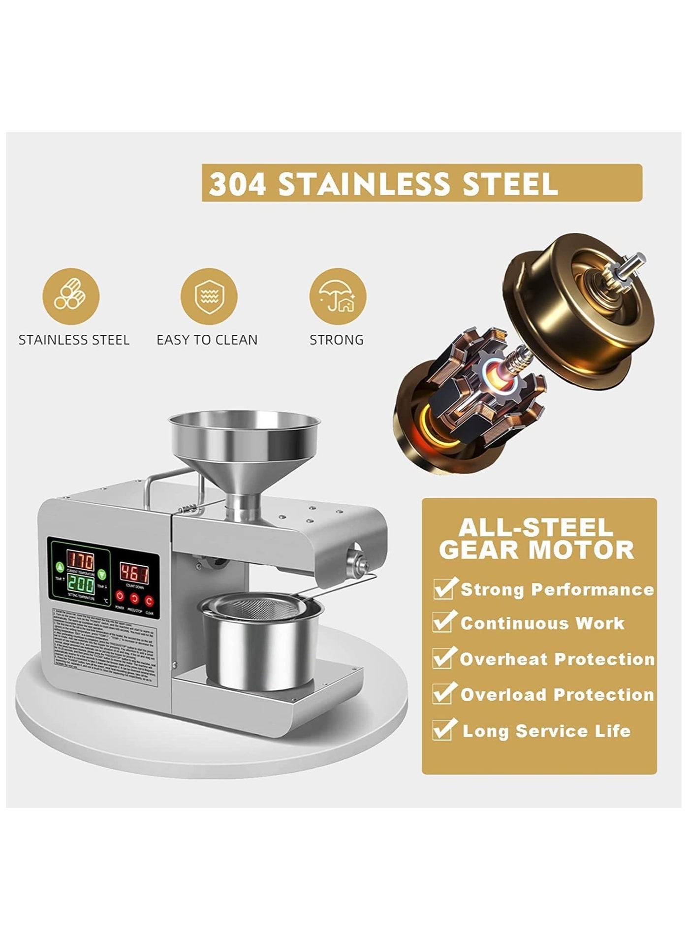 LETWOO Electric Oil Press Machine 820W Cold Hot…