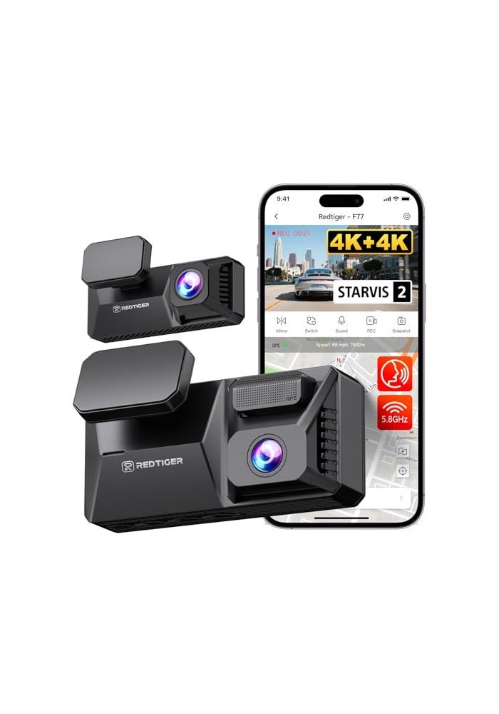 Compare REDTIGER F77 4K4K Dash Cam Front and Rear Dual STARVIS 2 IMX678 HDR Builtin 128GB eMMC Voice Control Dash Camera for Cars with 58GHz WiFi 4 Touch Screen GPS Night Vision 24H Parking Mode at KSA Price