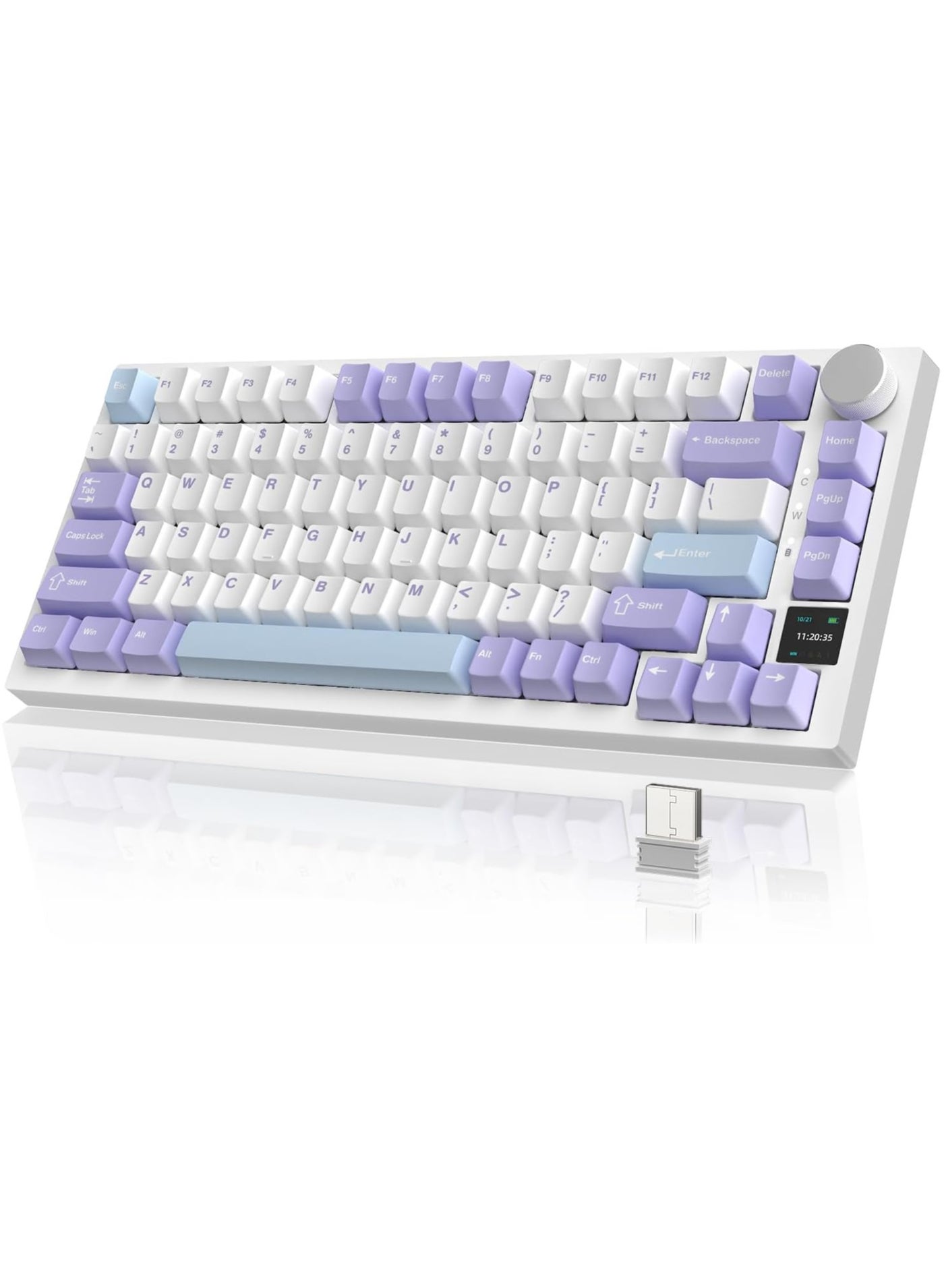 Compare AK820 Pro Gaming Keyboard,Mechanical Keyboard with TFT Smart Display&Knob,2.4G WirelessBT5.1USBC Wired,75% ANSI Layout,5 Sound Absorbing Foams,HotSwap Linear Switch,RGB Backlit,for PC,MAC,Purple at KSA Price