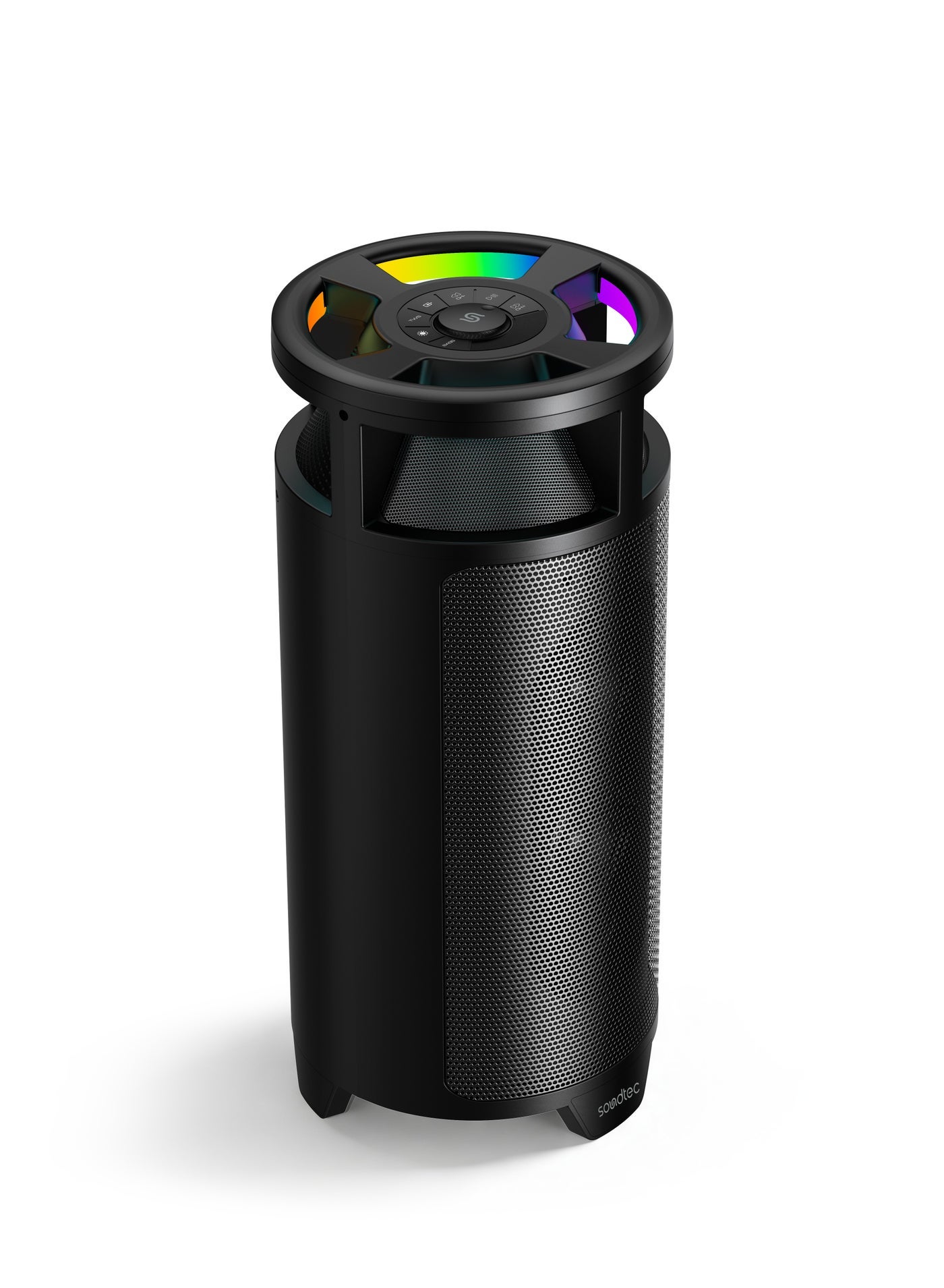 Compare Portable Party Speaker 120W Bluetooth 5.3 with 7500mAh Battery, Dynamic RGB Lights, Mic and Guitar Input, USB Playback and FM Radio FM Radio, Guitar input, XBASS at KSA Price