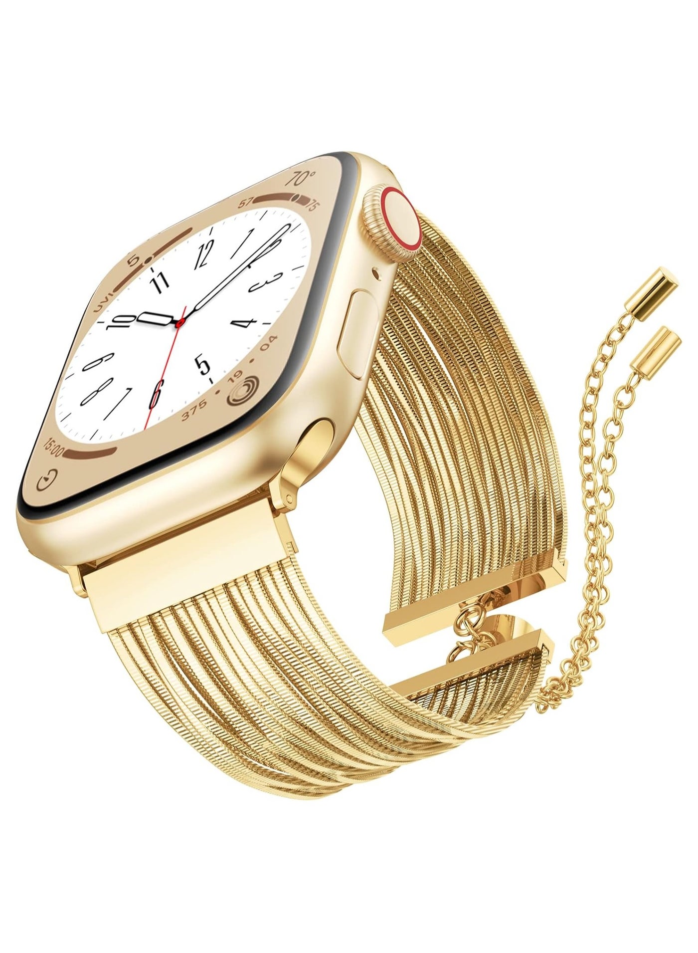 Compare Stainless Steel Tassel Band For Apple Watch Series 10 9 8 7 6 5 4 SE, 38404142mm Dressy Chain Metal Wristband Strap  Gold at KSA Price