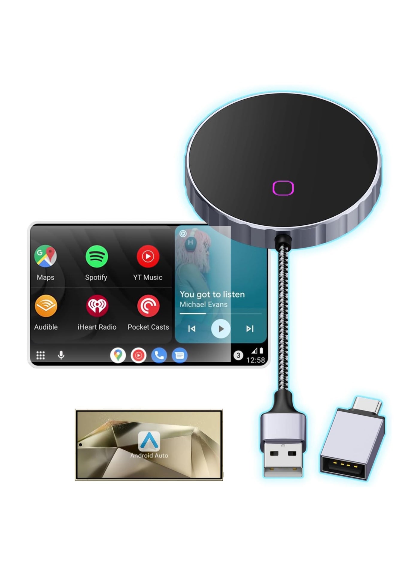 2024 Upgraded Android Auto Wireless Adapter, for…
