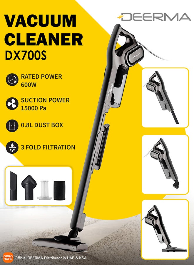 Compare Handheld and Upright 2In1  Vacuum Cleaner with HEPA Filter, Ergonomic Handle, Low Noise For Quite Cleaning 1 L 600 W DEMDX700S Black at KSA Price