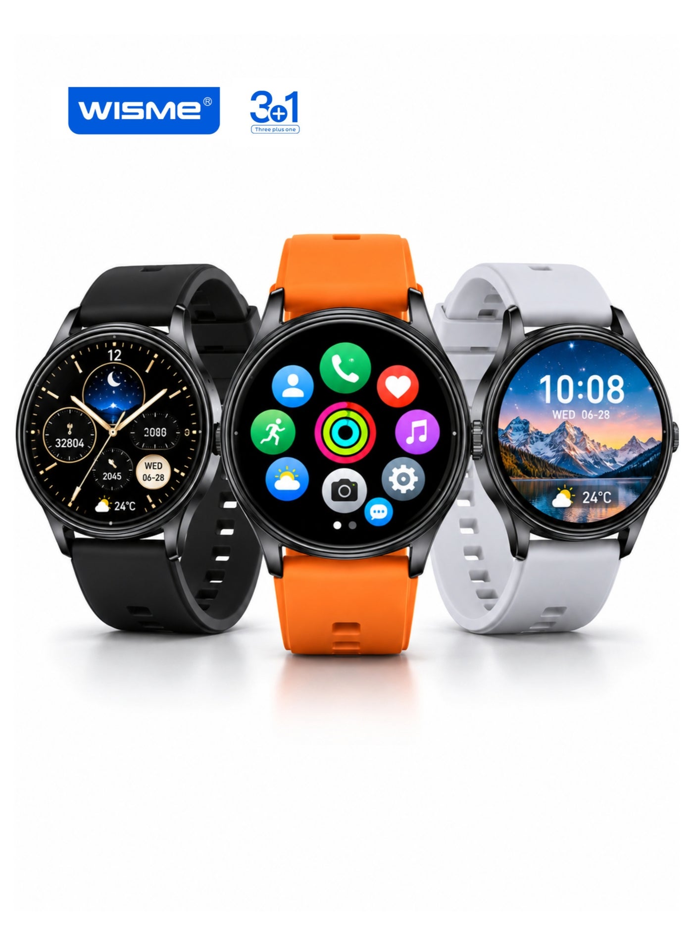 Compare X78 Smart Watch for Men & Ladies, Full HD Touch Bluetooth Round Smartwatch with 3 Straps, Black at KSA Price