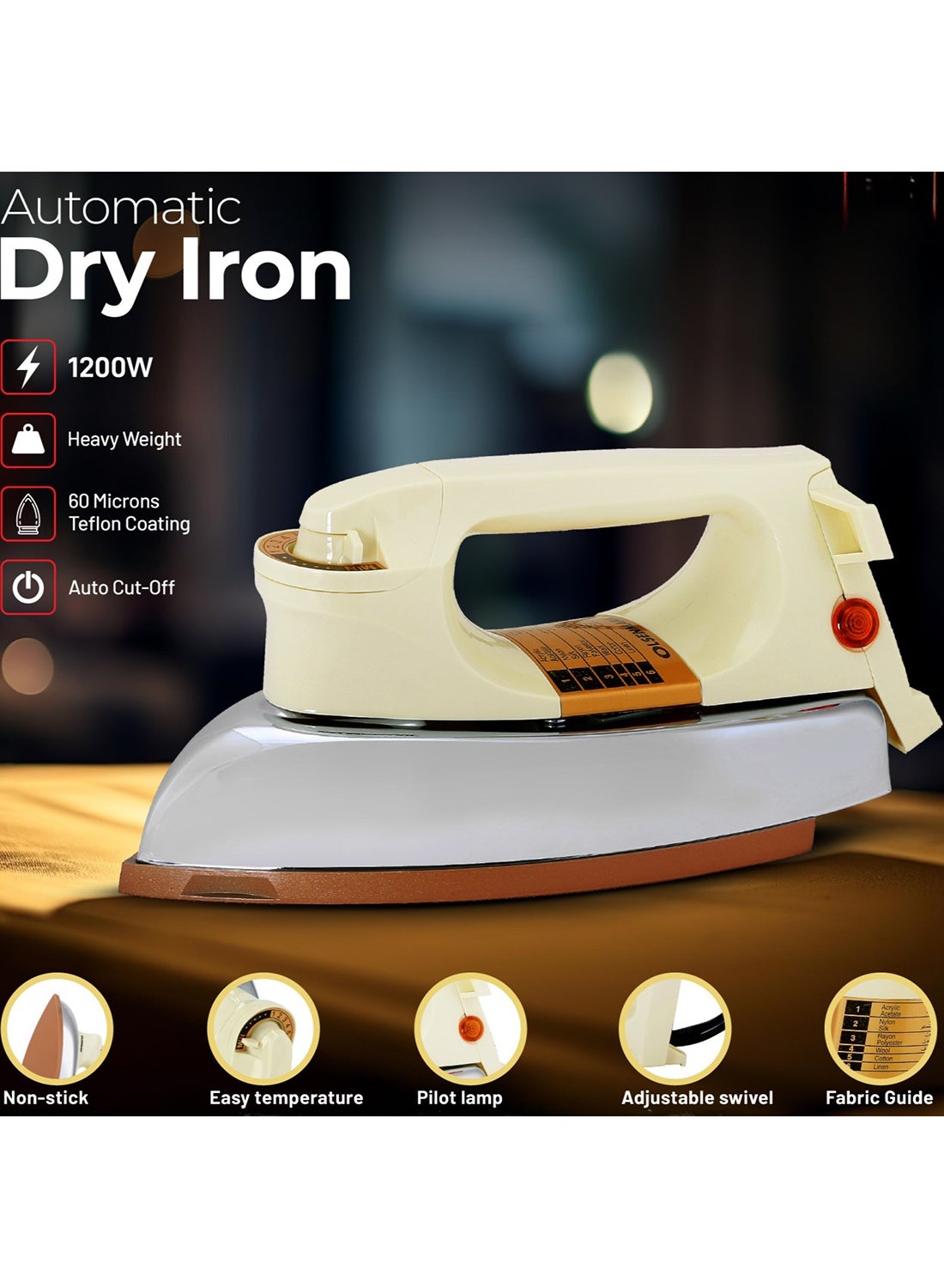 Compare Dry Iron 1200 W OMDI1503 BeigeSilver at KSA Price