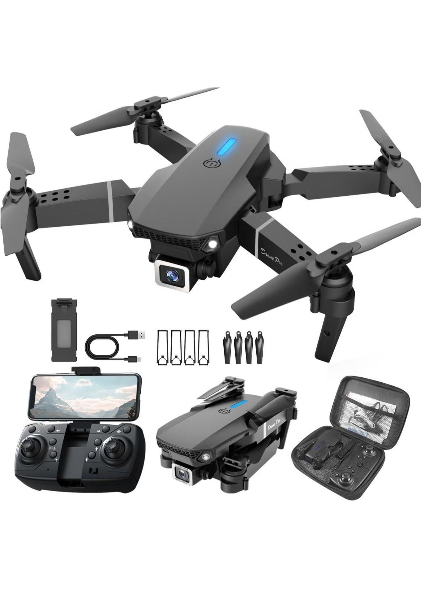 E88 4K HD Drone – Single Camera, Foldable Aerial Drone…