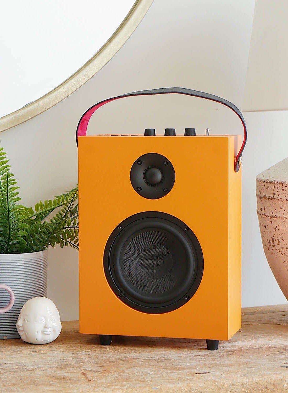 Compare Redefy Luxury Wireless Speaker Premium Sound Bluetooth Wireless Connectivity Removable Front Cover Vibrant Colors Sturdy Feel with High Fidelity Speaker Sound Portable Aesthetic Home Decor Orange at KSA Price
