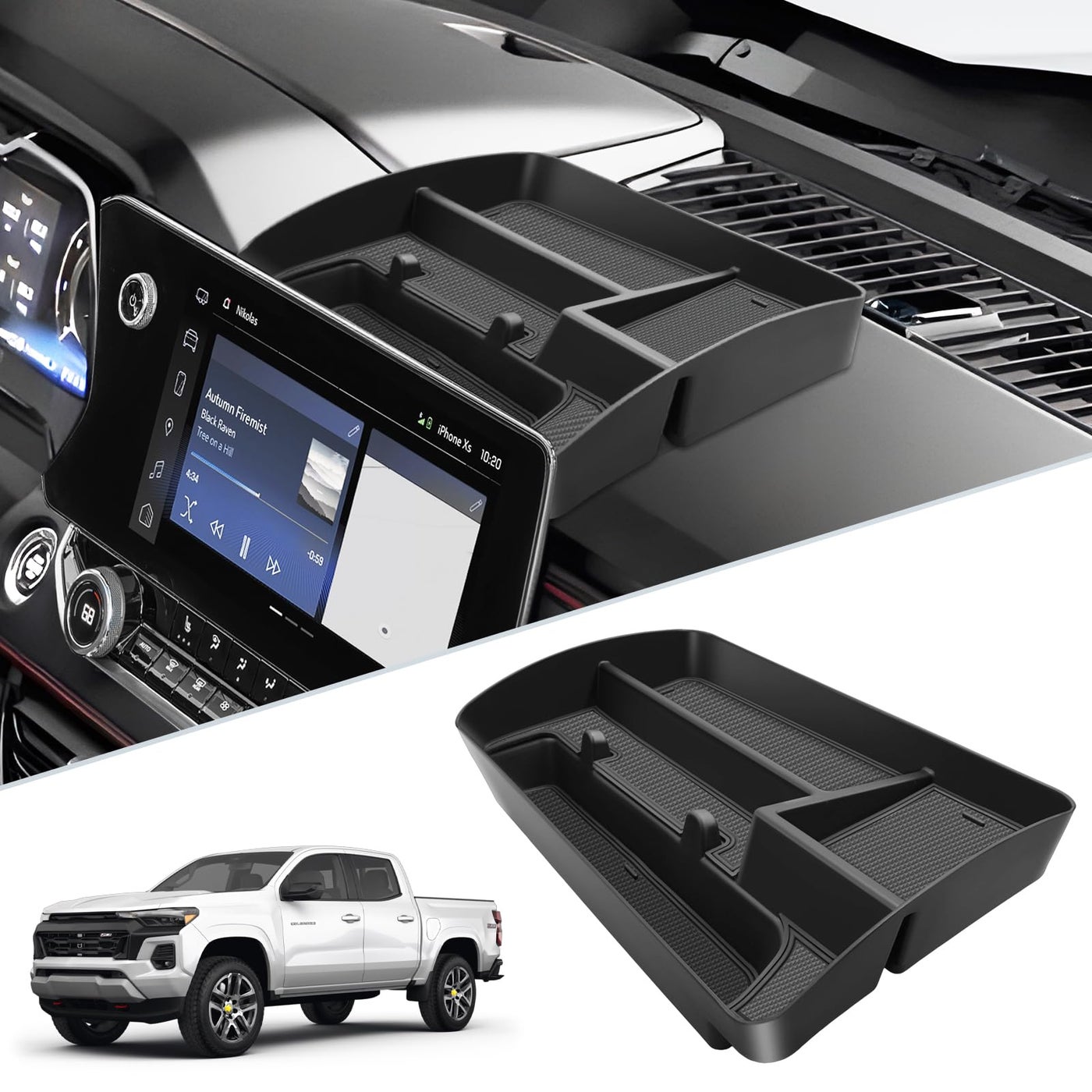 Compare SKTU for 2023 2024 2025 2026 Colorado Dashboard Organizer 20232026 Chevy ColoradoCanyon Behind Screen Organizer 2024 2025 2026 Chevy Colorado Accessories with Phone Holder Not for Speakers on Dash at KSA Price