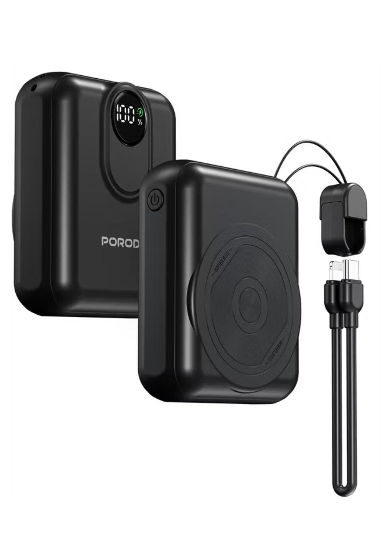 Compare 10000mAh MagSafe Power Bank with Detachable USBC to Lightning Cable, 22.5W Power Delivery, Digital Battery Indicator, 15W Maximum Wireless Output  Black at KSA Price