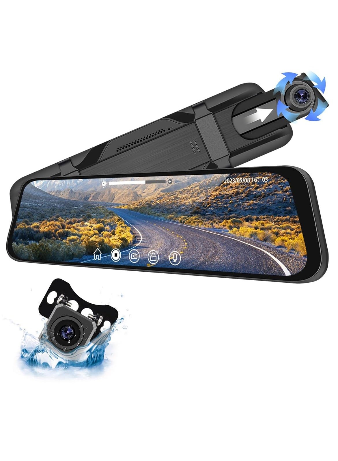 Compare 9.66 Inch Rearview Mirror Camera, Front and Rear Camera, 1080P Backup Camera, Touch Screen, Dual Front and Rear CamerasNight VisionSensor at KSA Price