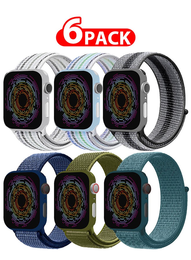 Compare 6 Pack Apple Watch Band 38Mm 40Mm 41Mm Sport Loop Nylon Band Quick Release Soft Fabric Nylon Adjustable Rugged Velcro Replacement Wristband Strap For Men Women Compatible With Series SE7654321 Multicolour11 at KSA Price