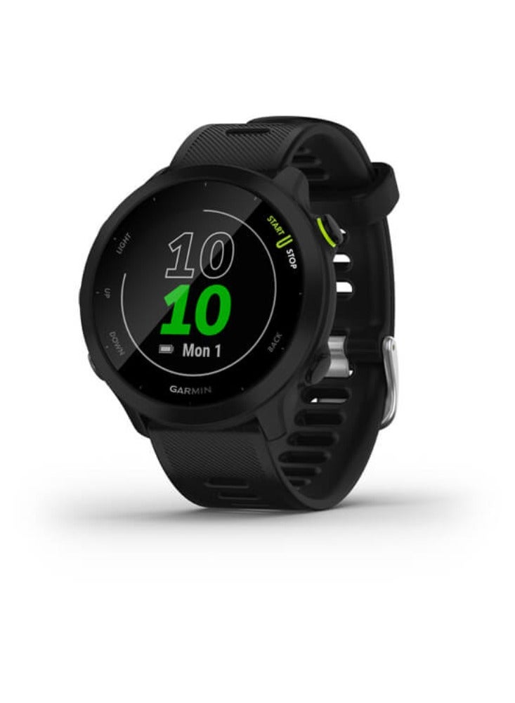 Compare Forerunner 55  42MM  Up To 14 Days Battery Life  1.04inch SunlightVisible Display, Scratch Resistant, Chemically Strengthened Glass, Heart Rate Monitor, All Day Stress Monitor, Advanced GPS and Running Features,  at KSA Price