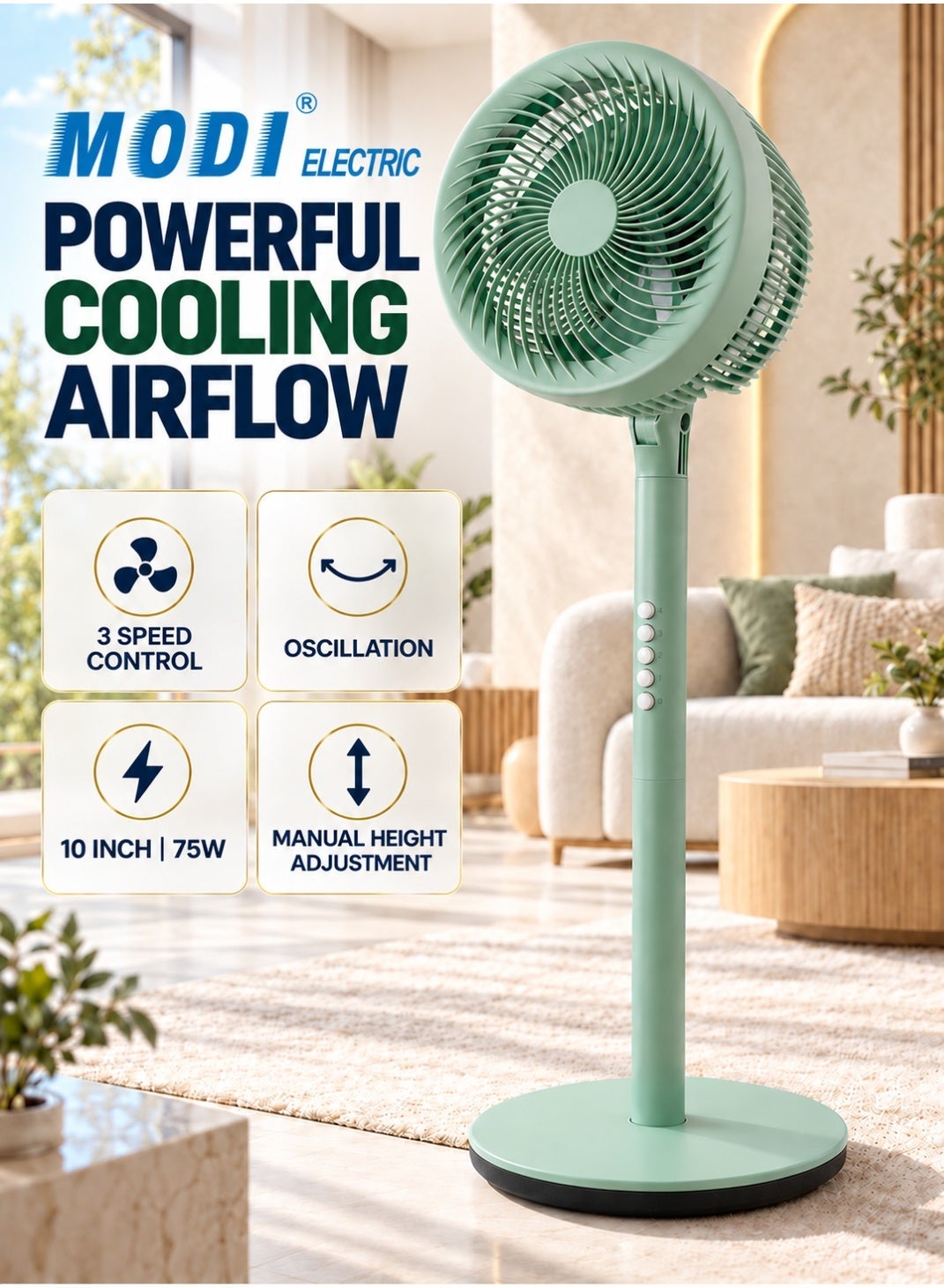 Compare 10 3Way Convertible Air Circulator Pedestal Fan – 75W HighVelocity Cooling at KSA Price