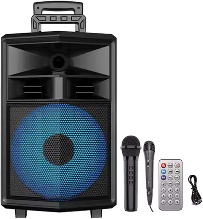 Compare MegArya SINGE ZQS12130 Outdoor Bluetooth Party Speaker with RGB LED Light and Wireless Microphone at KSA Price