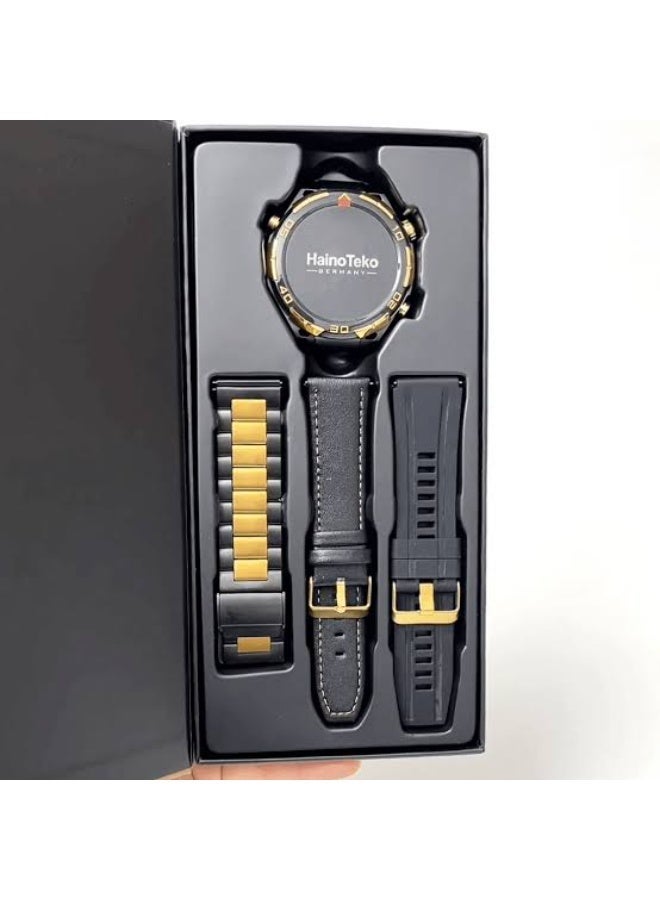 Compare Premium Smart Watch RW70 – 1.43 AMOLED Display, 1GB Internal Storage, Bluetooth Calling, 3 Interchangeable Straps, Waterproof, Health & Fitness Tracker, Compatible with iOS & Android, Haino Teko at KSA Price