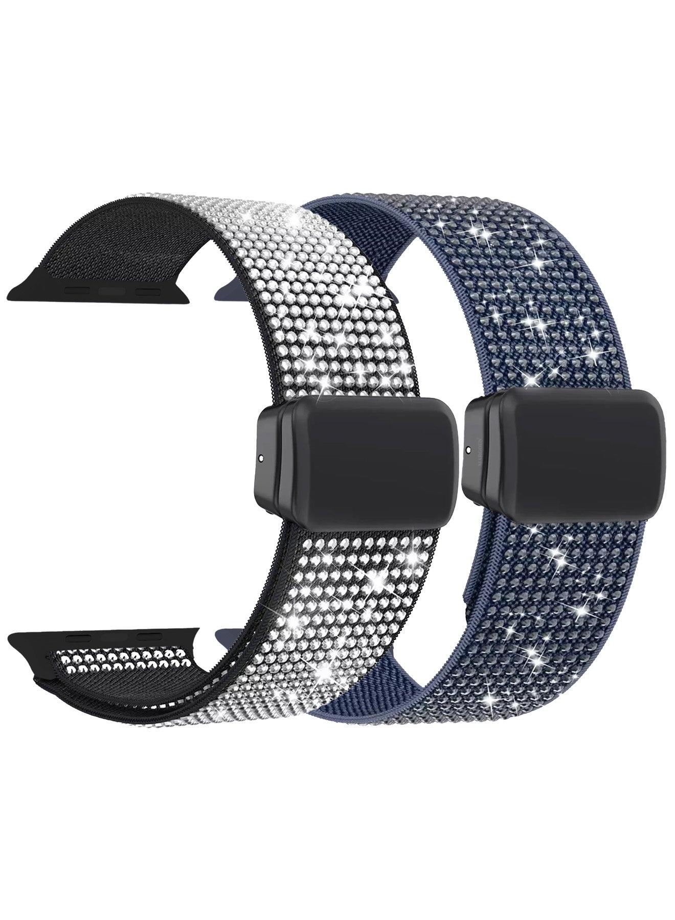 Compare 2Packs 38mm 40mm 41mm 42mmSeries 10 Elastic Band for Apple Watch Series 19, SE & Ultra  Rhinestone Sparkle Watch Band Multicolour1 at KSA Price