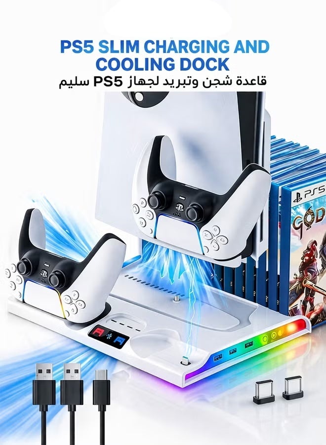 PS5 Slim Stand with Cooling Station and Controller…
