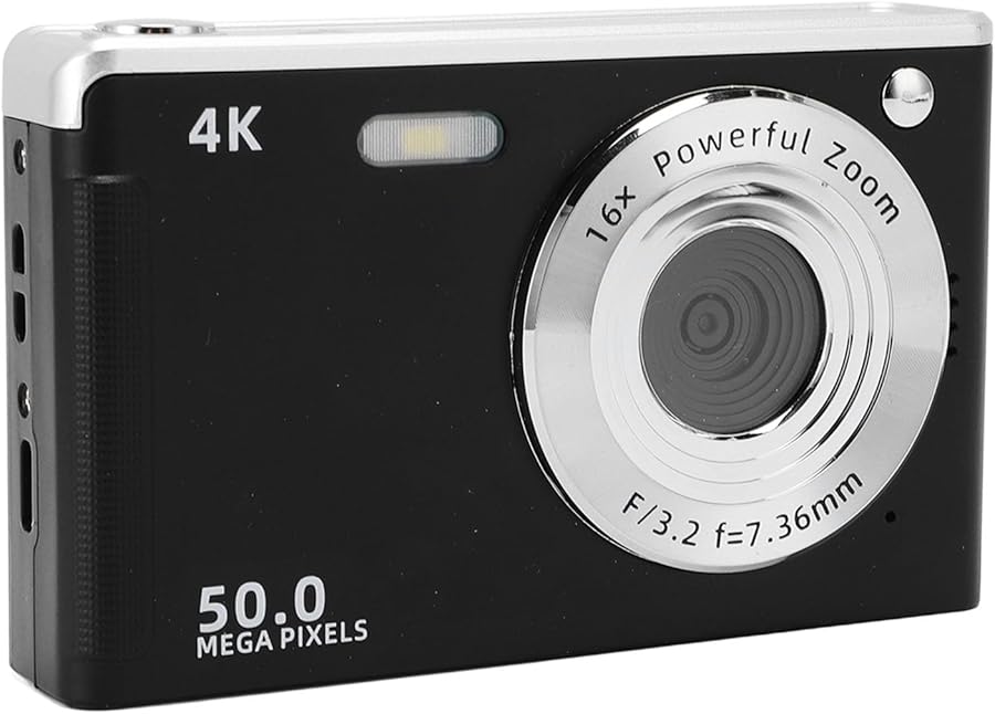 Compare Vbestlife 50MP 4K Digital Camera 16X Zoom Auto Focus Fill Light Compact Portable Point Shoot Camera for Kids Teens Adults Black at KSA Price