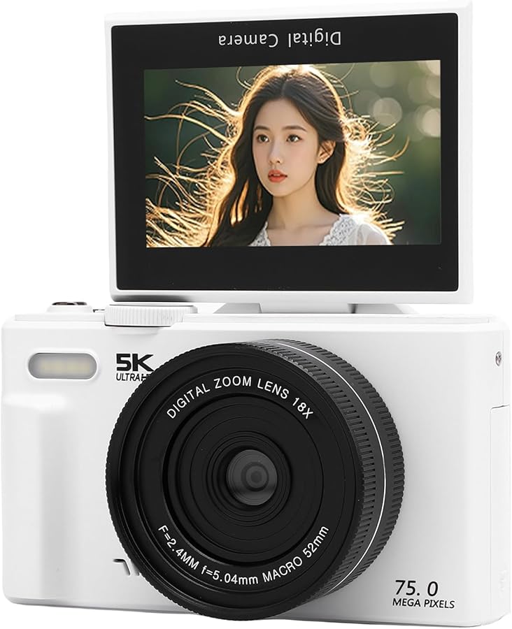 Vbestlife 5K Digital Camera 75MP WiFi Vlogging…