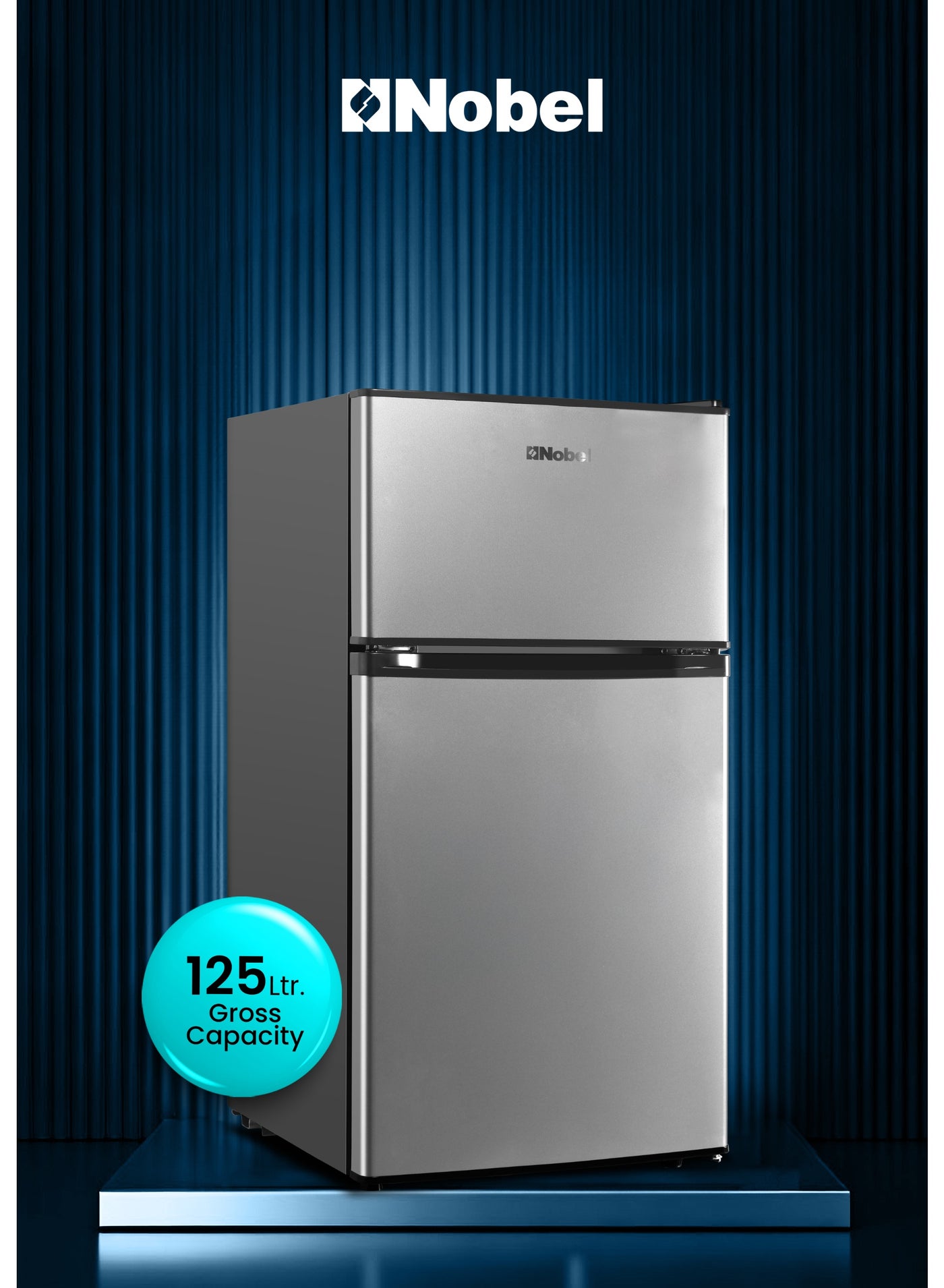 Compare Double Door Refrigerator 125L Gross  73L Net Compact Fridge with Vegetable Crisper, LED Light  1 Year Warranty 200 W NR125E silver at KSA Price