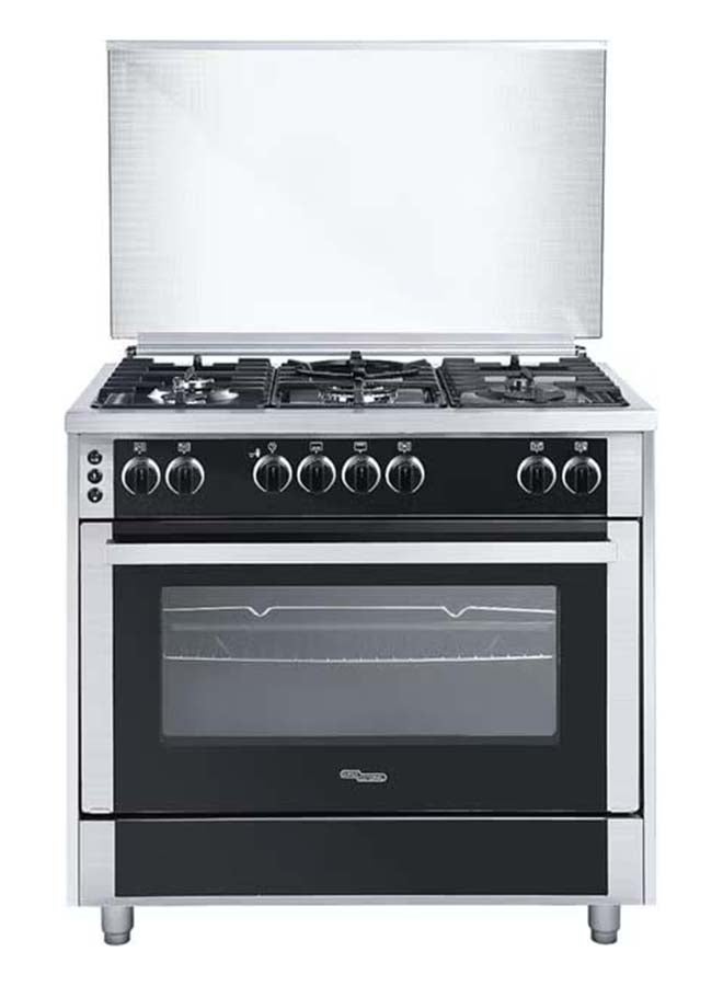Compare Freestanding Gas Cooker, 5Burner FullSafety,  Steel Cooker, Gas Oven with Thermostat, Rotisserie, Automatic Ignition  SGC916FSBGOF Silver at KSA Price