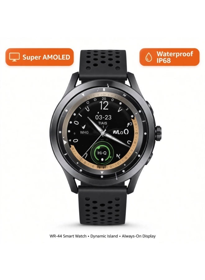 Compare WR44 Smart Watch with Super AMOLED AlwaysOn Display, Dynamic Island, Waterproof Fitness Tracker, Bluetooth Calling, Heart Rate & Sleep Monitoring, Sports Modes, 3 Straps at KSA Price