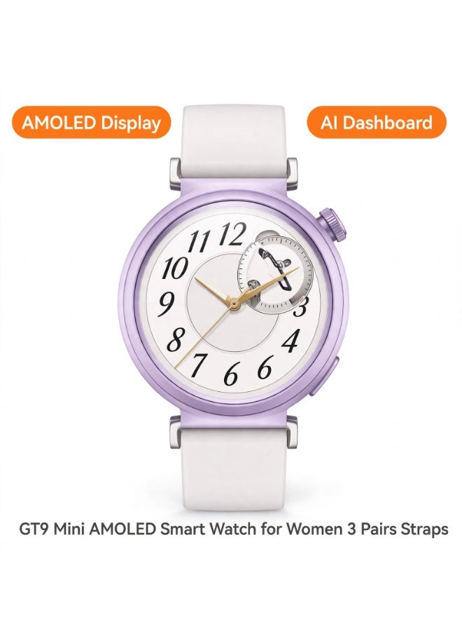 Compare GT9 Mini AMOLED Smart Watch for Women, AI Dashboard, Compass, Heart Rate Monitoring, Bluetooth Calling, Fitness Tracker, Full Touchscreen Display, Sleep Tracking, Multiple Sports Modes, 3 Interchangeable Straps, Android & iPhone Compatible, Stylish Smartwatch for Fitness & Daily Use at KSA Price