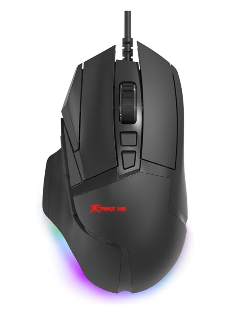 Compare GM520 Gaming Mouse RGB USB – UP to 12800 DPI  8 Programmable Buttons  1000HZ Polling Rate  LIGHTWEIGHT 91G With SOFTWARE | Black at KSA Price