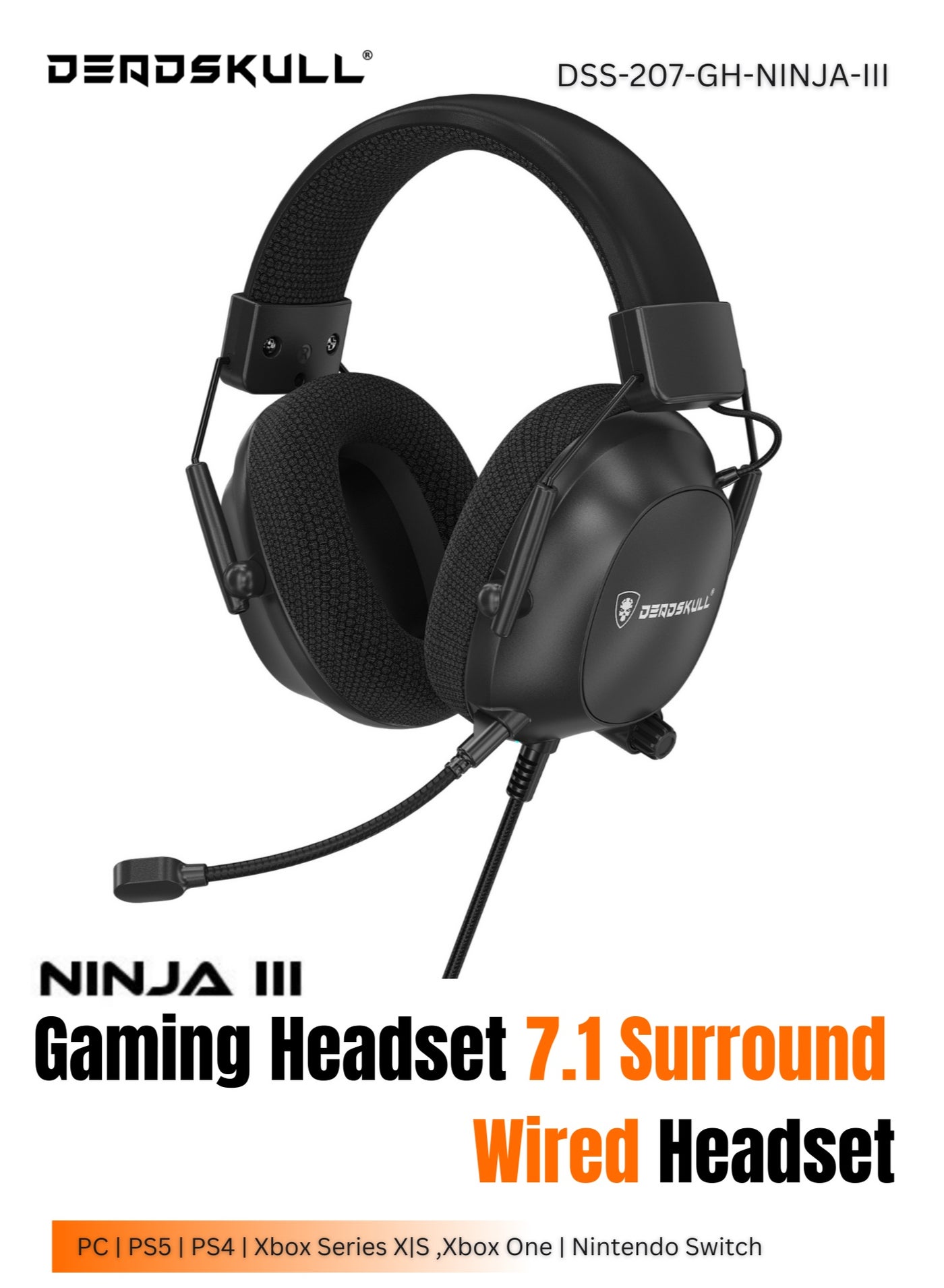 NINJA-III Gaming Headset 7.1 Surround for PC…