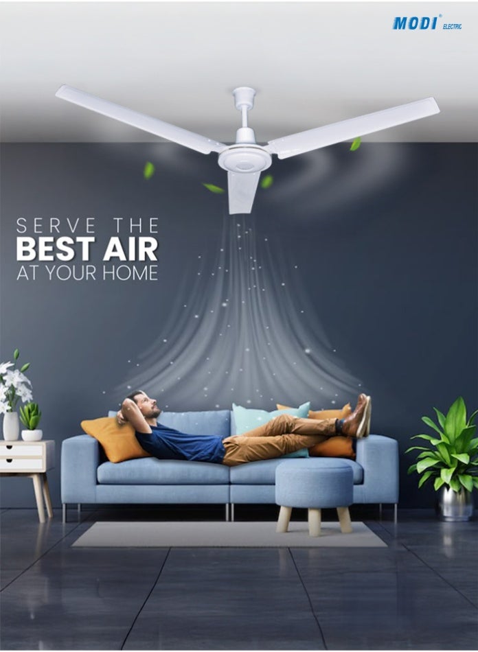 Compare 56Inch 3Blade Indoor Ceiling Fan with 5Speed, Quiet Motor, EnergyEfficient, Ideal for Home, Office, Bedroom Silver Décor at KSA Price