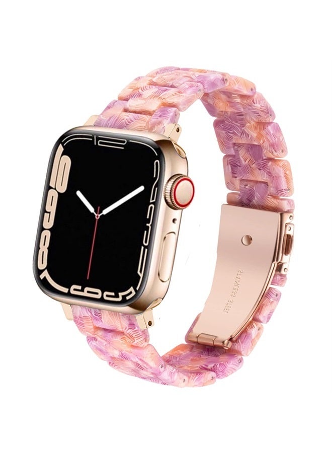 Compare Bands Compatible with iWatch 38mm 40mm 41mm, Colorful Resin Replacement Strap for Apple Watch Series 87  65  43  SE Women Men, Colorful Pink at KSA Price