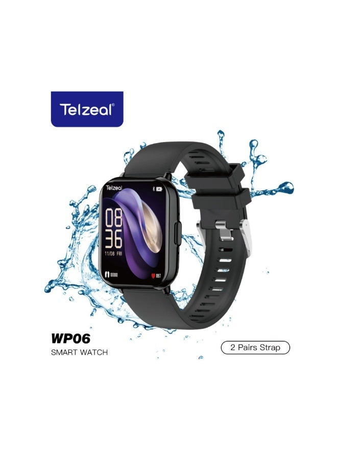Compare WP06 Smartwatch with FullTouch Color Display, Waterproof Design, Multiple Watch Faces, Stylish & Comfortable Wear – Black at KSA Price