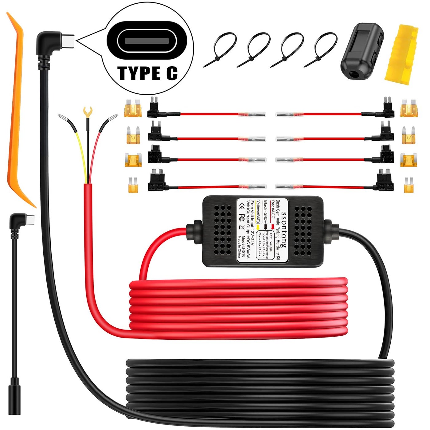 Compare 3Lead ACC Dash Cam Hardwire Kit, USBC 12V24V, Low Voltage Protection at KSA Price