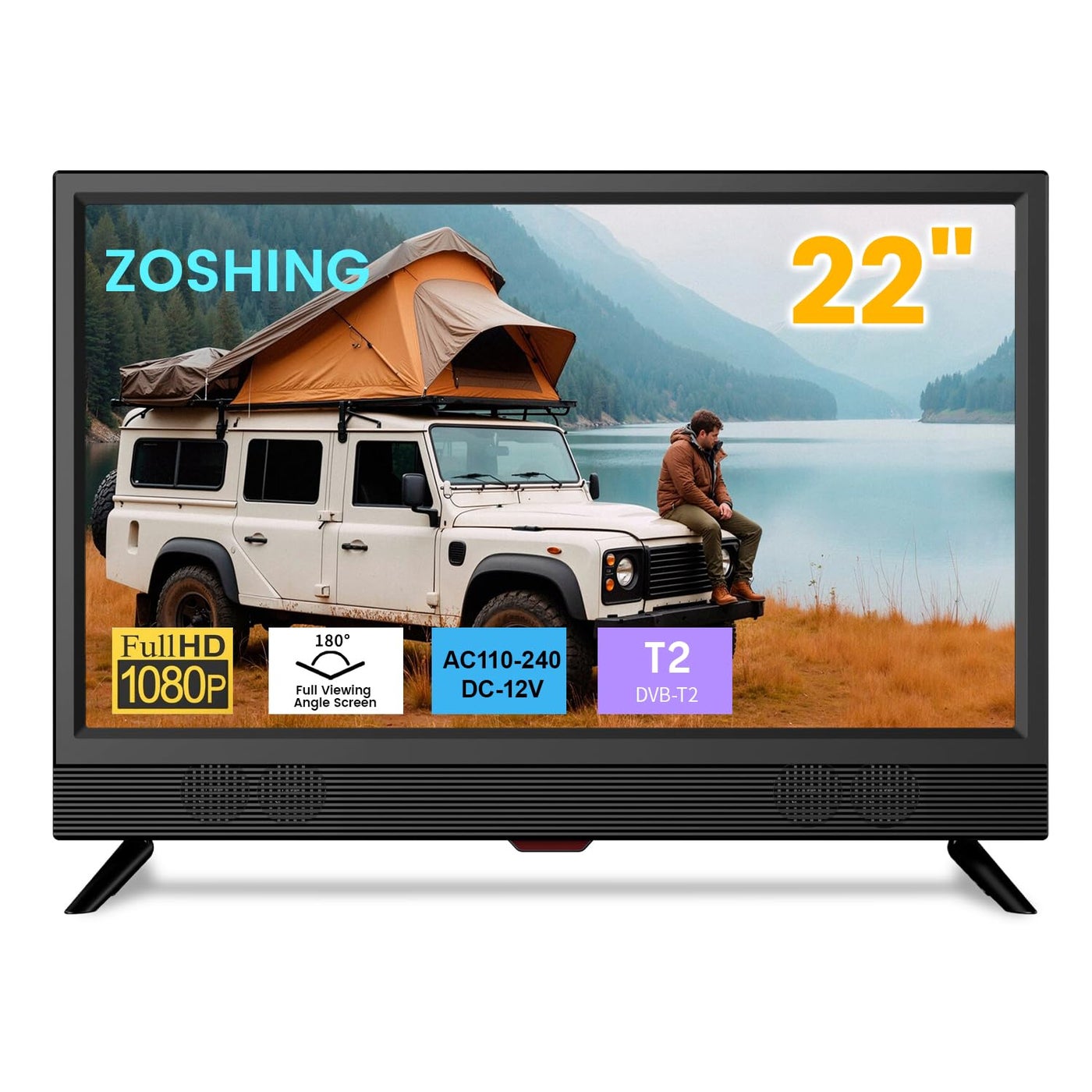 Compare ZOSHING TV 22 inch HD 1080P Screen, Small Television with Freeview Receiver, 12 volt TV Built Digital T2 Tuner,USB, HDMIRCAVGA inputs,Suitable for Bedroom Caravan at KSA Price