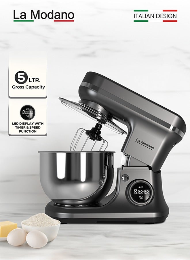 Compare 1000W Stand Mixer with 5L Stainless Steel Bowl – 8Speed Digital Control, LED Timer, Safety Lock, Dough Hook, Beater & Whisk Included  LMSM600 at KSA Price