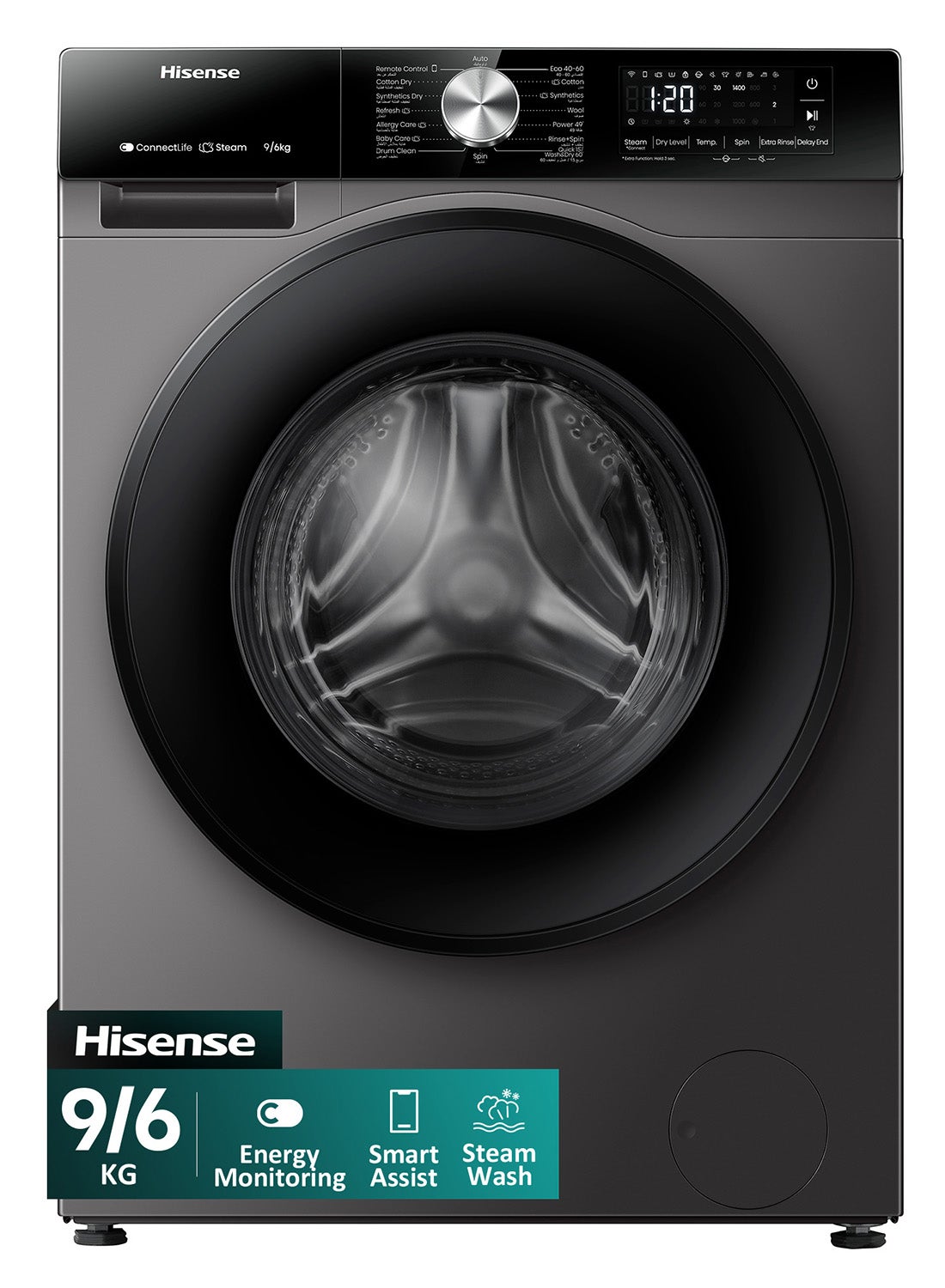 Compare 96KG Front Loading Wash & Dryer WD3S9043BT, Energy Monitorning, Smart Assist, Steam Wash, Auto Wash, Big LED Display, Wash&Dry 60, Jet Wash, Quick Wash+, Hygiene Guard WD3S9043BT Titanium Gray at KSA Price