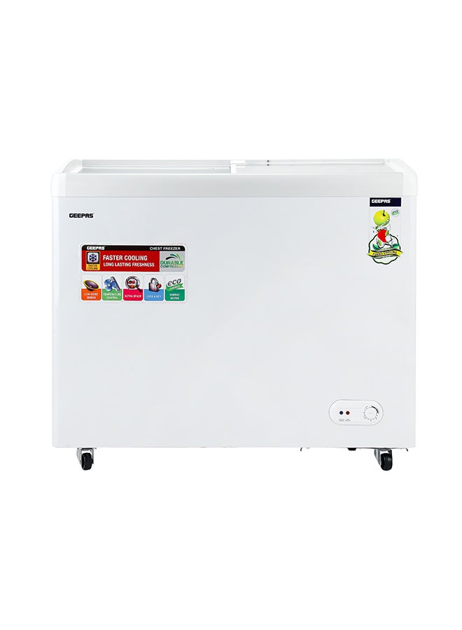 Compare Faster Cooling Chest Showcase Freezer Convertible Freezer and Fridge Function Long Lasting Freshness with Temperature Control 220 W GCF3523SG White at KSA Price