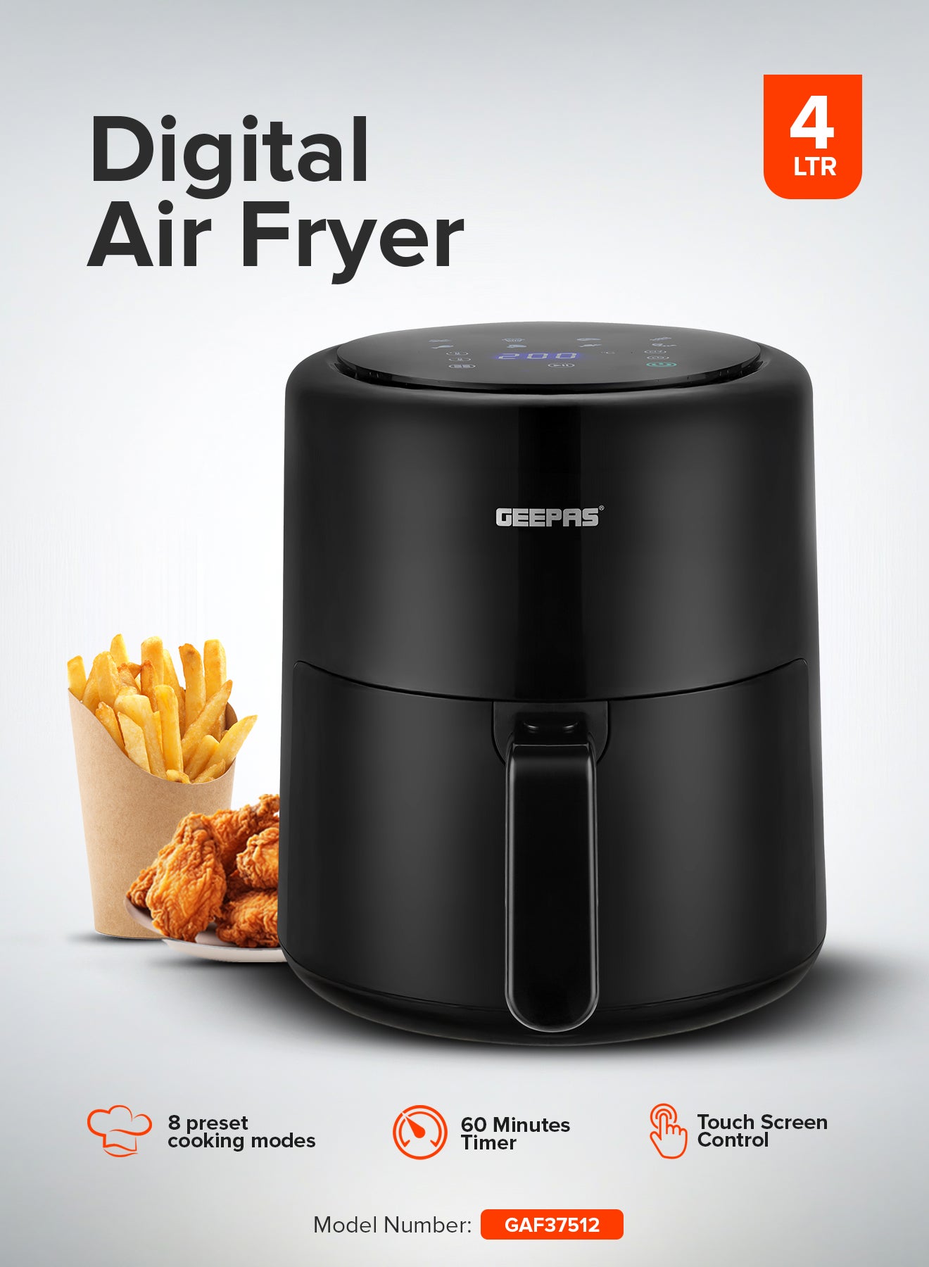 Compare 4.0 L Digital Air Fryer, with Vortex Air Frying Technology Multiple Function, 160 Min Timer, Temperature 80200 Degree Celsius Touch Screen Control, 8 Preset Programs, Ideal for Fries, Steak, Chicken, Cake, Meat, Bread, etc.  at KSA Price