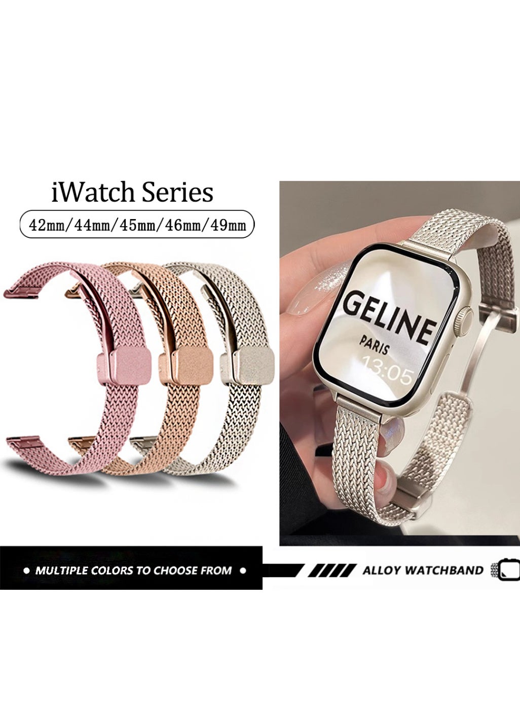 Compare Replacement Wrist Band for Apple Watch Series 11Series 10 46mm Magnetic Metal Stainless Steel Strap Wristband Compatible with Apple Watch Band 42mm44mm45mm46mm49mm, for Apple Watch Ultra Series 11 10 9 8 SE 7 6 5 4 3 2 1 at KSA Price