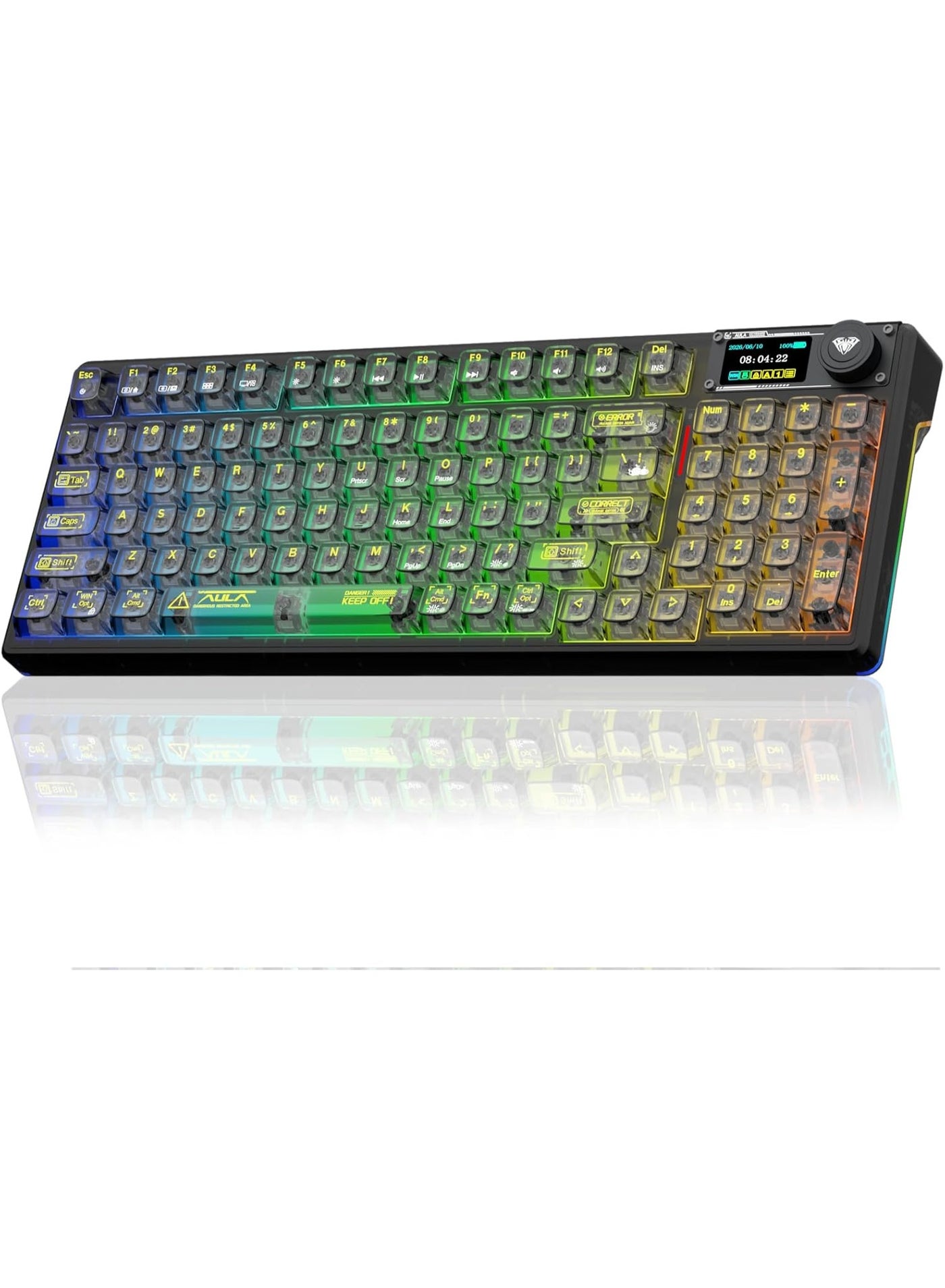 Compare F98 Pro V3 Wireless Mechanical Gaming Keyboard with Crystal Switch 1.14 TFT Smart Screen TriMode Bluetooth  2.4GHz  USBC Hot Swappable Gasket Mount RGB Backlit Custom Keyboard with FiveLayer Sound Dampening for PC  at KSA Price
