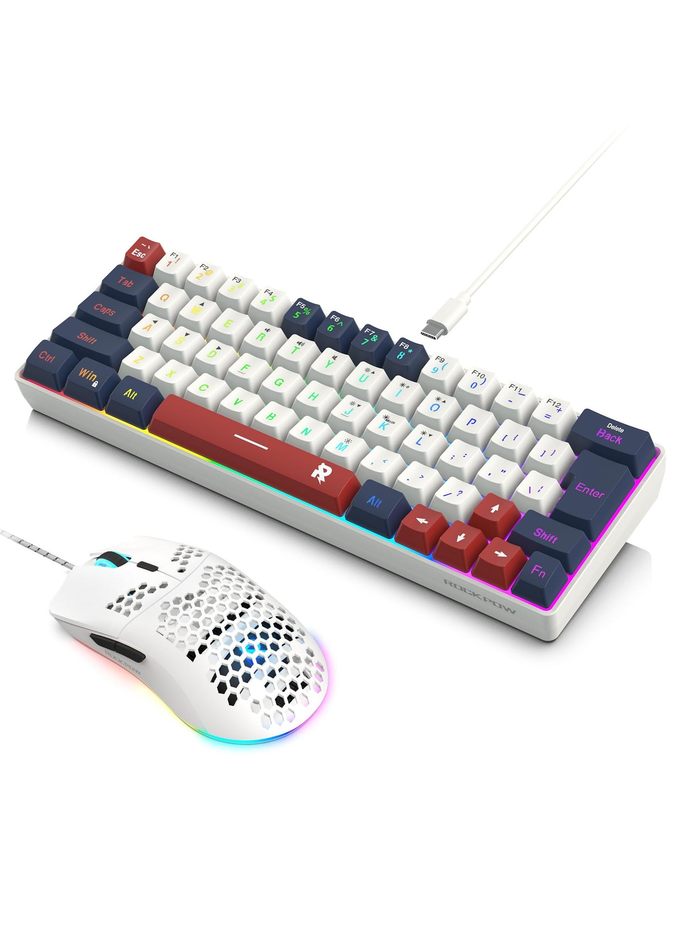 60% Wired Gaming Keyboard Mouse Combo,RGB Gaming…