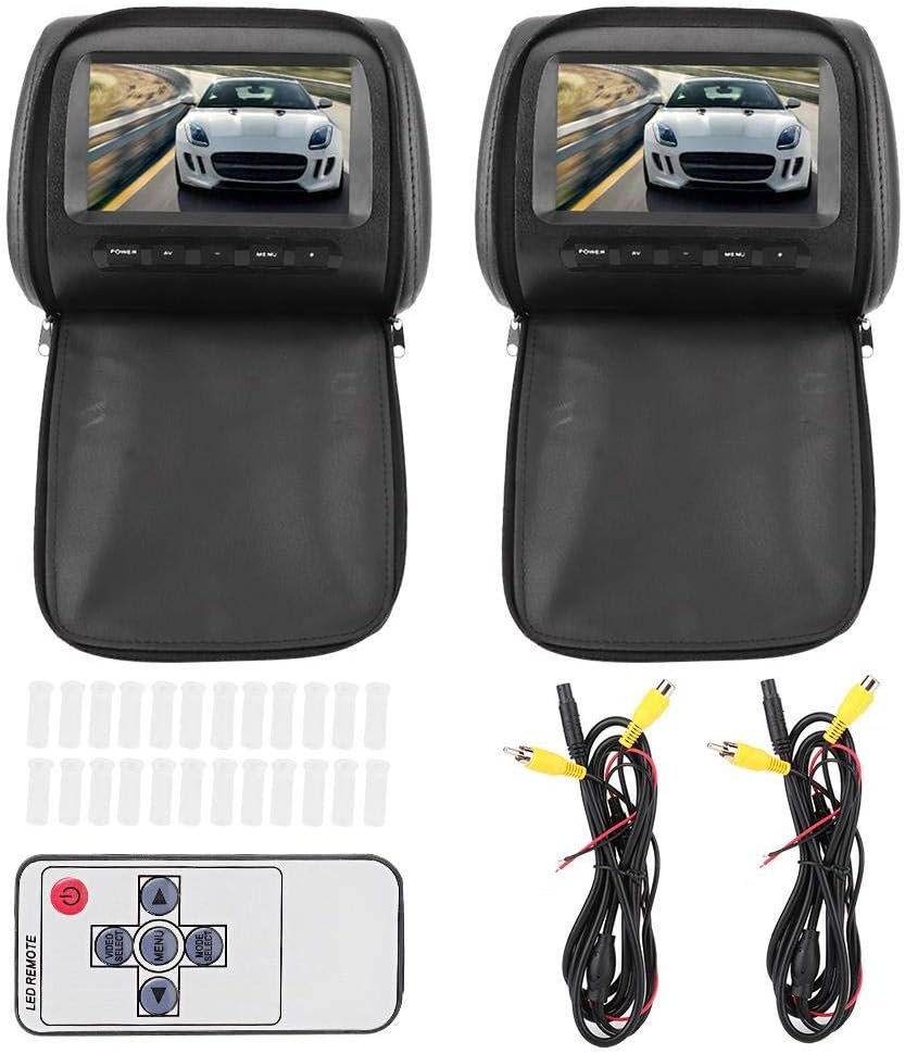 Compare klarako Car Player Headrest Display, 2pcs 7 in 16:9 Adjustable Headrest LCD Player with Zipper Cover Wireless Control MP5 Display Black at KSA Price