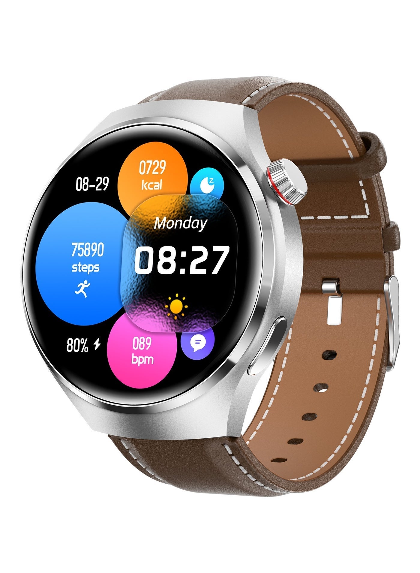 Compare Mens Smart Watch, 300mAh LongLasting Battery, IP68 Waterproof, Bluetooth Call, Ai Voice Assistant, Simple Smart Business Watch, GT4pro Leather Brown at KSA Price